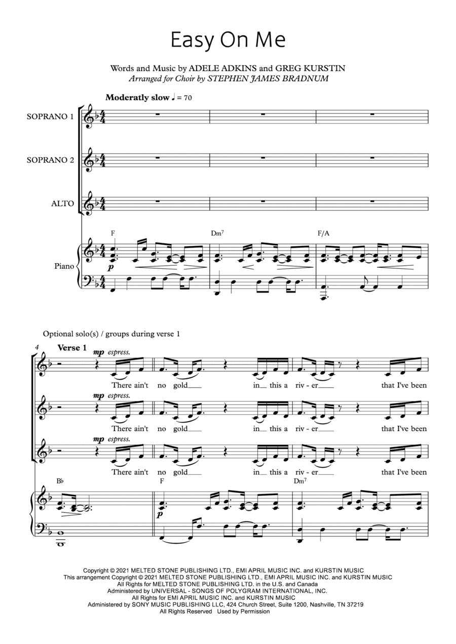 Easy On Me (arr. Stephen James Bradnum)