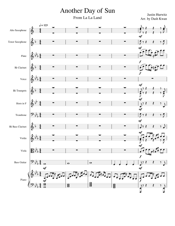 Another Day Of Sun - Score Only (arr. Dash Kwan)