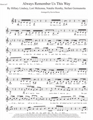 Always Remember Us This Way (arr. Kevin Busse)