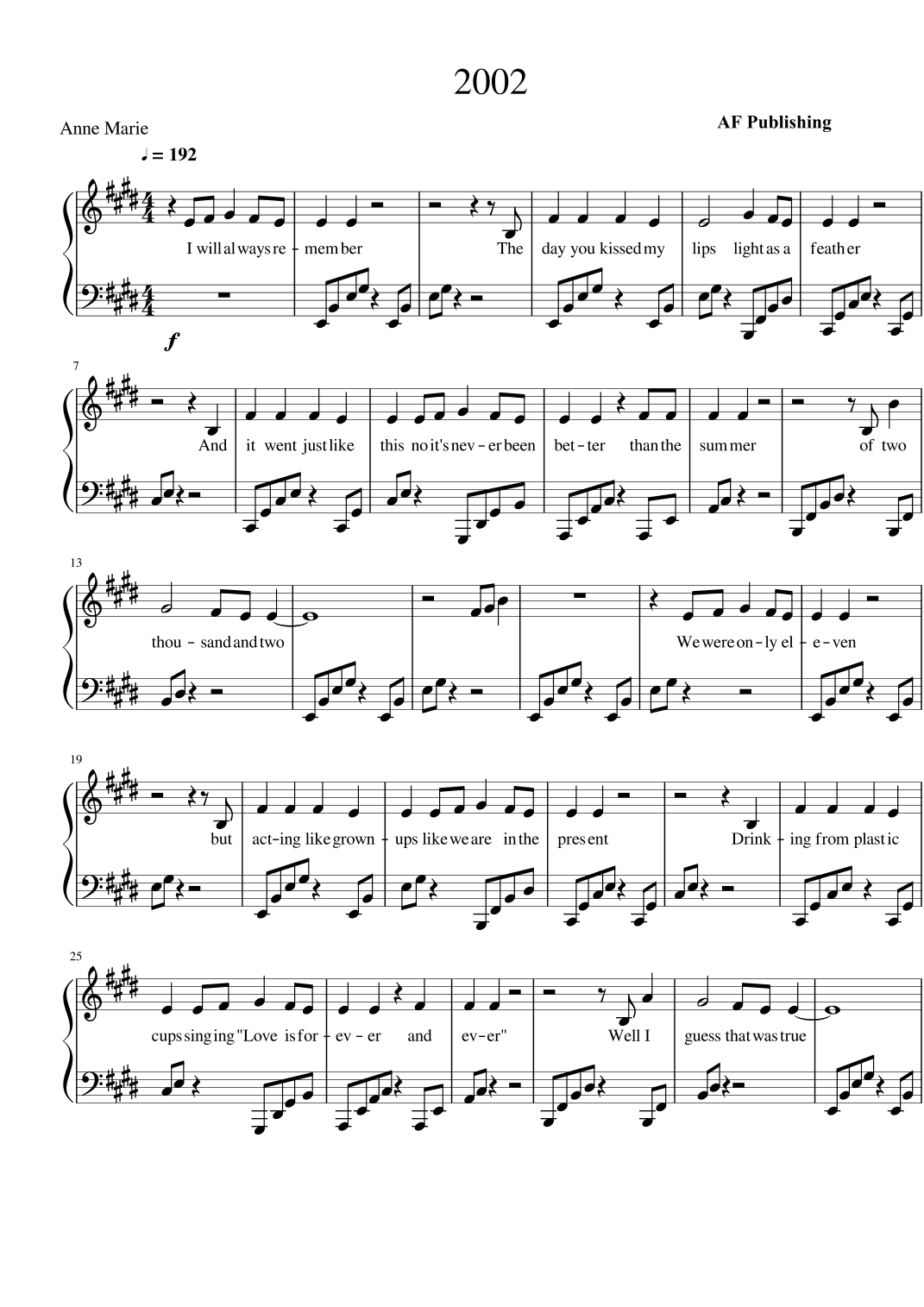 2002 (arr. AF PUBLISHING)