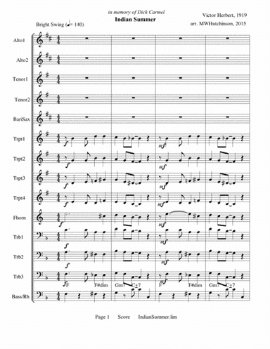 Indian Summer - Big Band (arr. Michael W. Hutchinson)