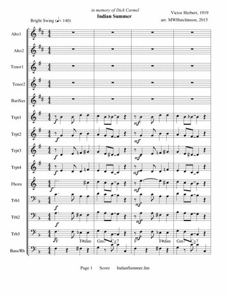 Indian Summer - Big Band (arr. Michael W. Hutchinson)