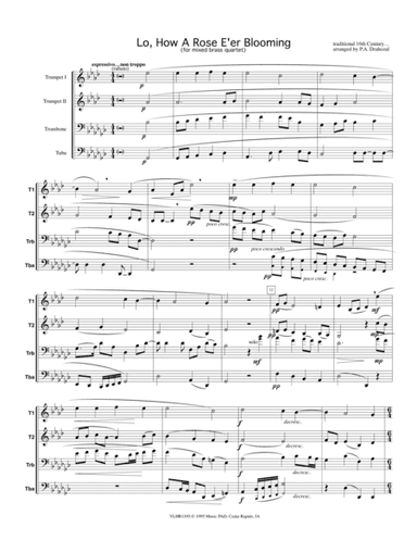 Lo, How a Rose E'er Blooming - Christmas Hymn (for mixed brass quartet)