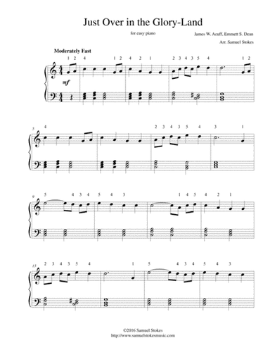 Just Over in the Glory-Land - for easy piano (arr. Samuel Stokes)