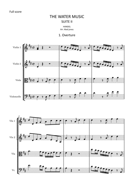 Handel - The Water Music - Suite II for String Quartet (arr. Aled Jones)
