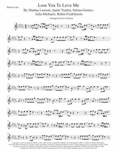 Lose You To Love Me (arr. Kevin Busse)
