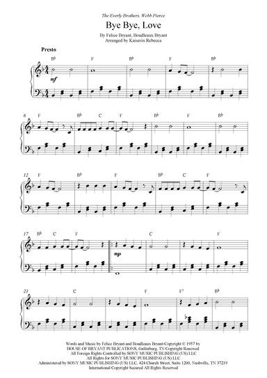 Bye Bye Love (arr. Kaiserin Rebecca)
