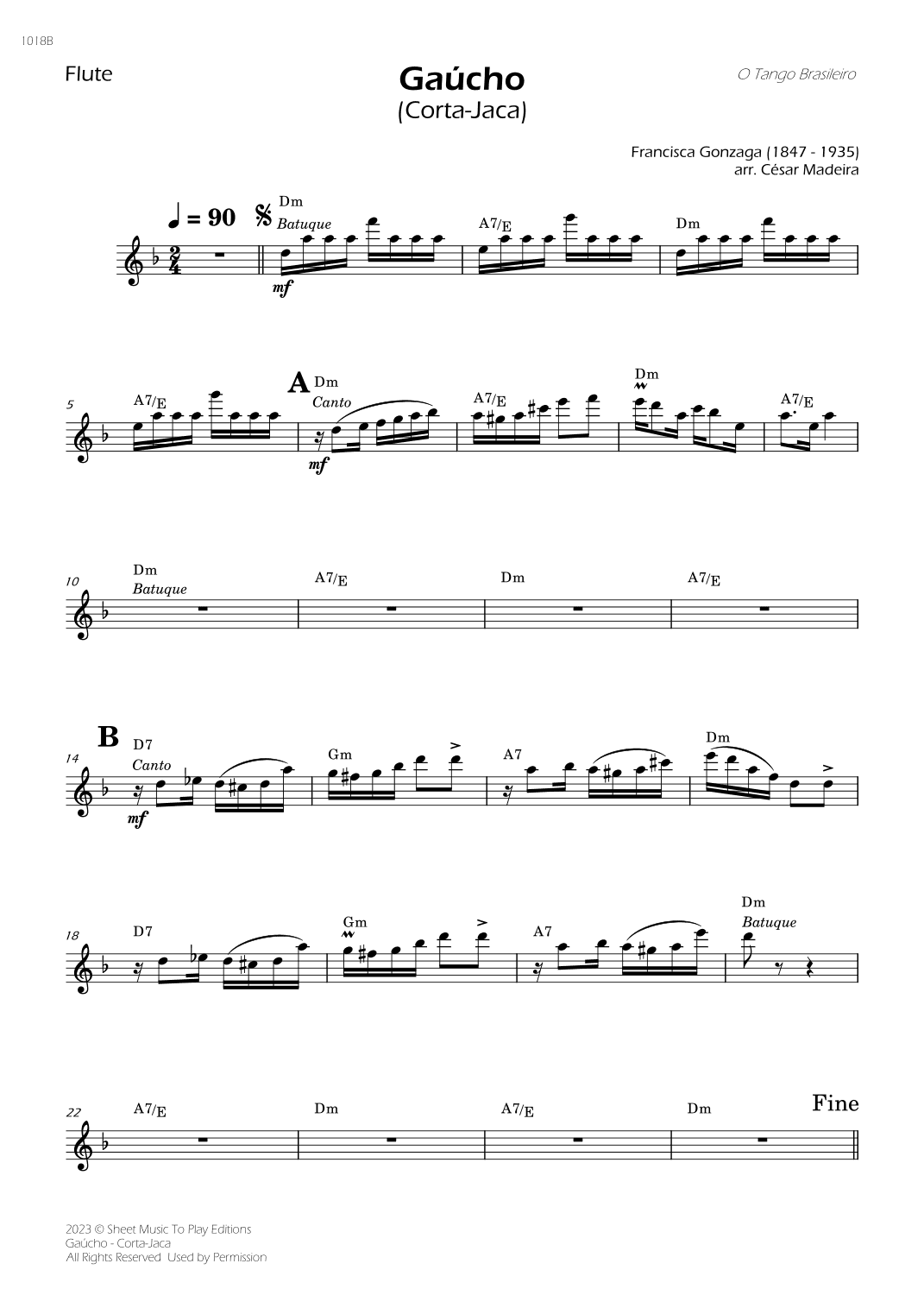 Gaúcho (Corta-Jaca) - Flute Solo - W/Chords (arr. César Madeira)