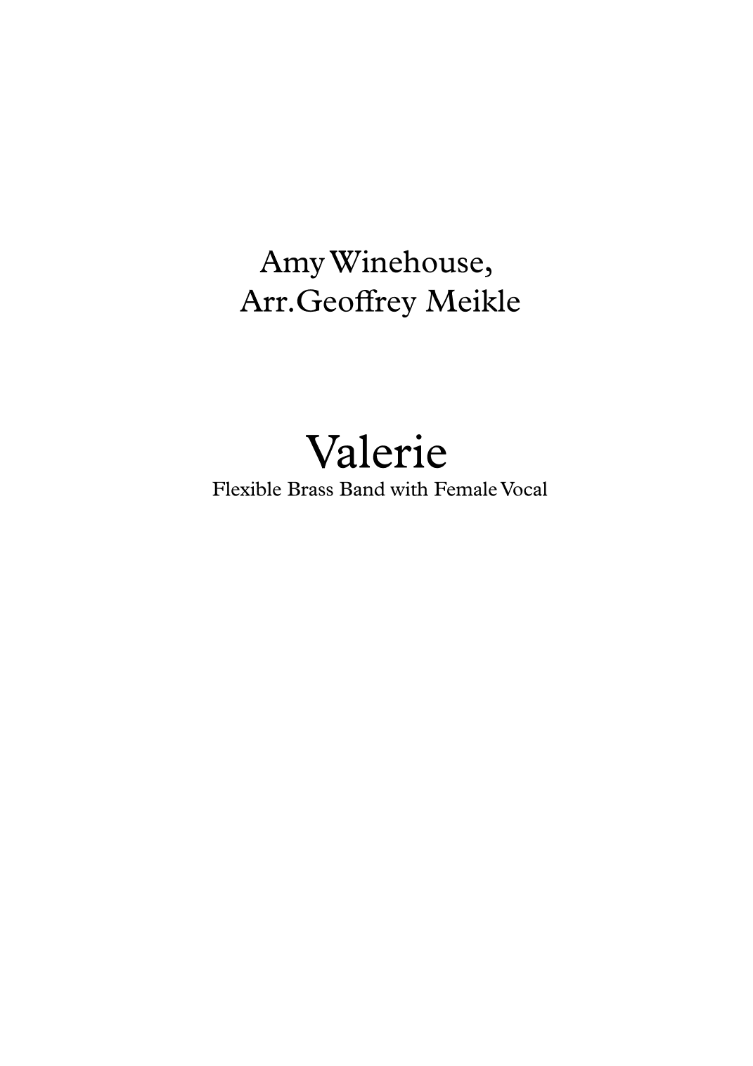 Valerie (arr. Geoffrey Meikle)