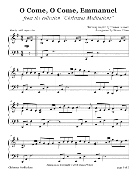 O Come, O Come, Emmanuel (LARGE PRINT Piano Solo) (arr. Sharon Wilson)