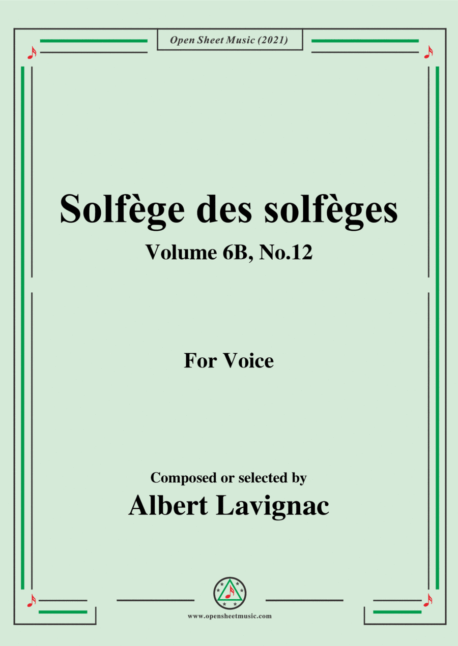 Lavignac-Solfege des solfeges,Volume 6B No.12,for Voice (arr. Open Cloud)