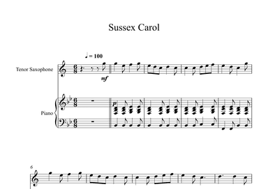 Sussex Carol (Tenor Sax + Piano) (arr. Digital Book Music)