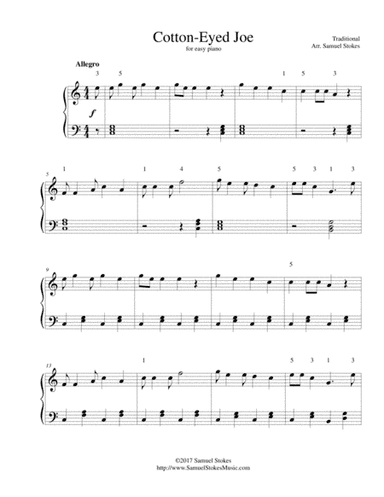 Cotton-Eyed Joe - for easy piano (arr. Samuel Stokes)