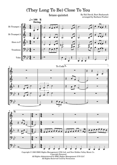 (they Long To Be) Close To You (arr. Barbara Fischer)