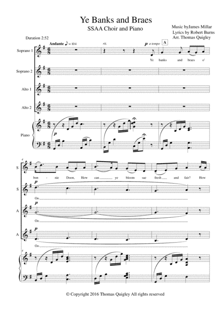 Ye Banks and Braes (arr. Thomas Quigley)