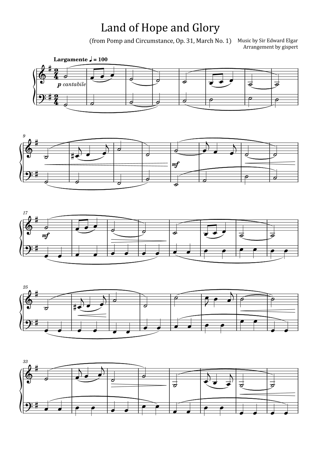 Land of Hope and Glory (from Pomp and Circumstance, Op. 31, March No. 1) (arr. Gispert)