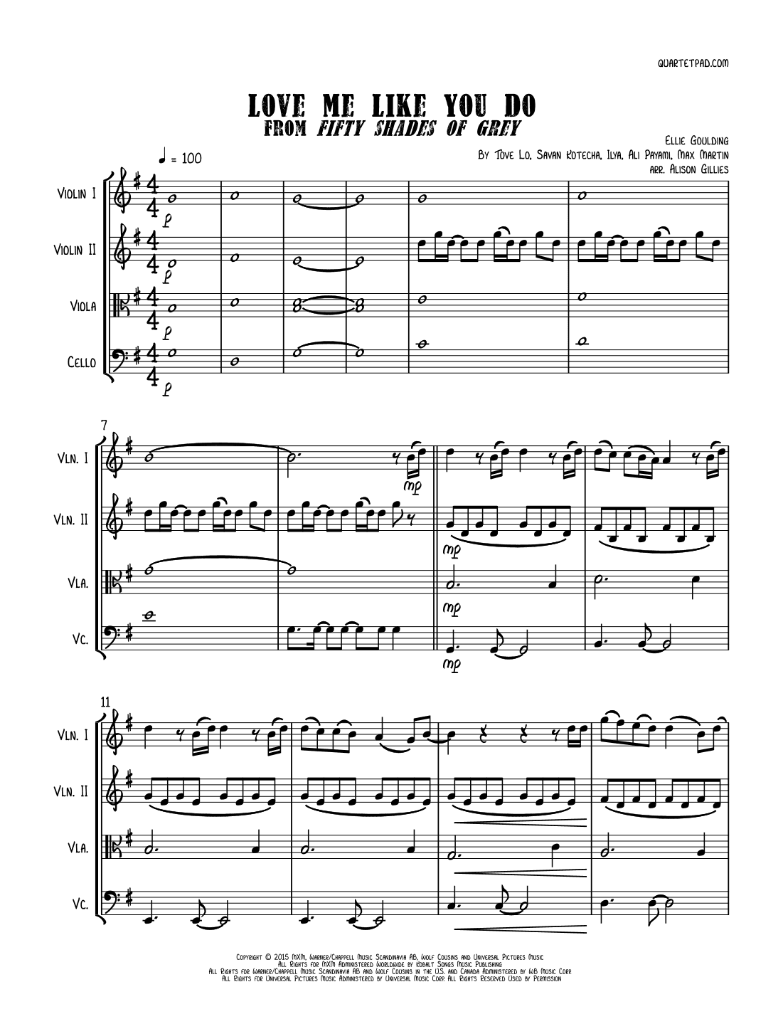Love Me Like You Do (arr. Alison Gillies)