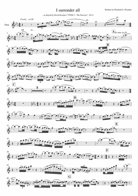 I surrender all (flute) (arr. David Kocijan)