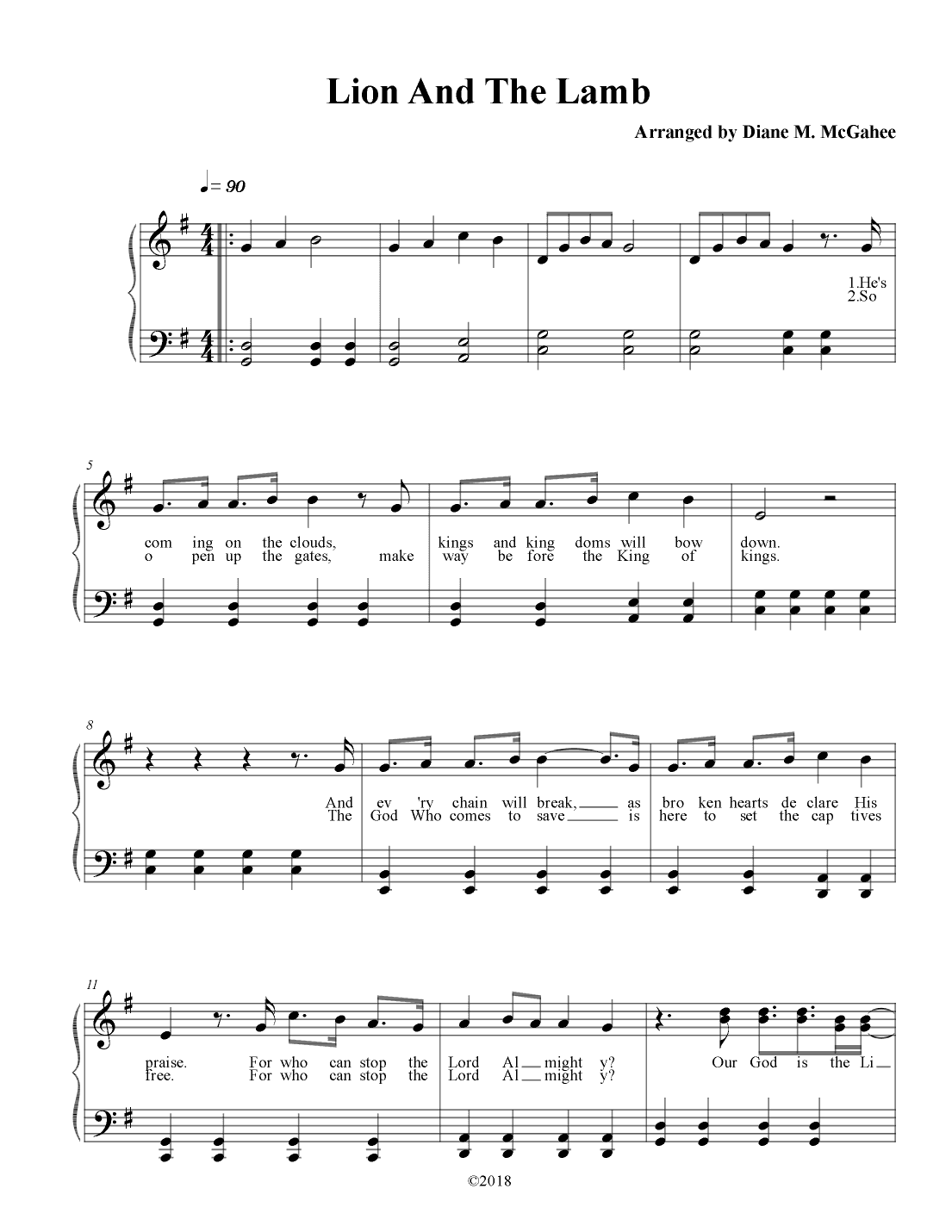 The Lion And The Lamb (arr. Arranged by Diane M. McGahee)