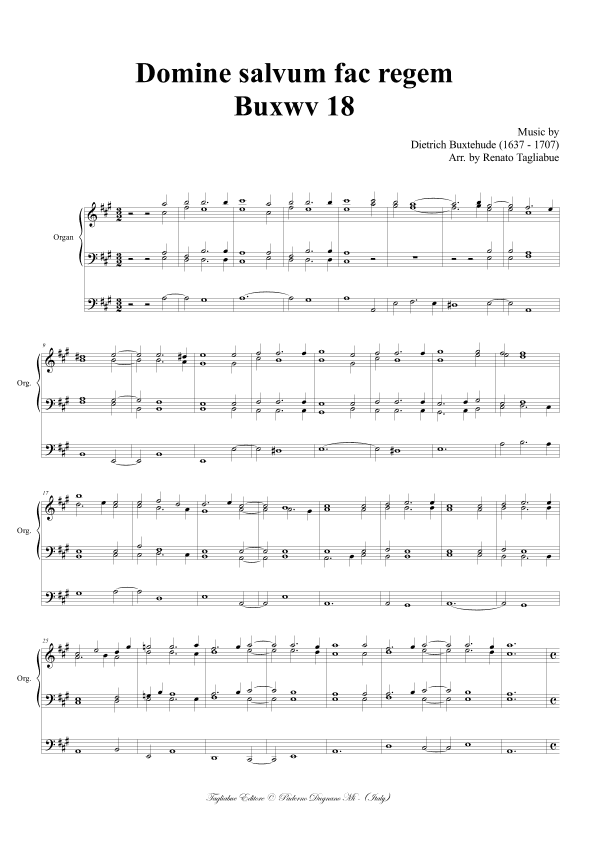 BUXTEHUDE - Domine salvum fac regem; Buxwv 18 (arr. Renato Tagliabue)