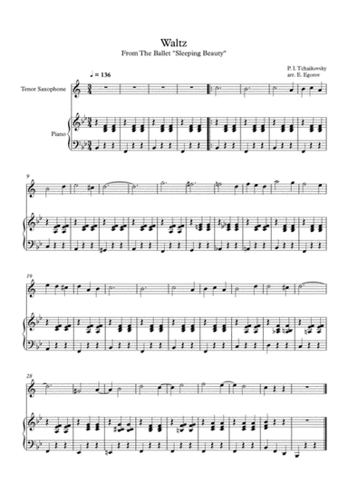 Waltz (Sleeping Beauty), Peter Ilyich Tchaikovsky, For Tenor Saxophone & Piano (arr. Eugene Egorov)