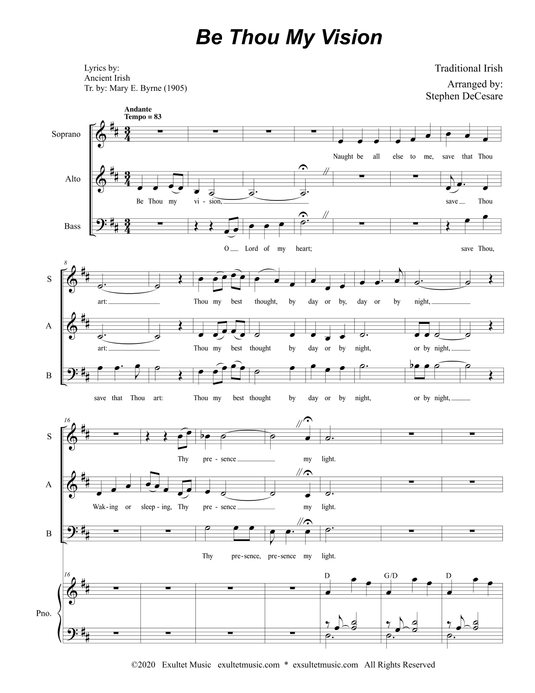 Be Thou My Vision (SAB) (arr. Stephen DeCesare)