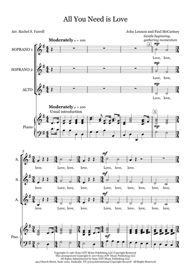 All You Need Is Love (arr. Rachel S. Farrell)