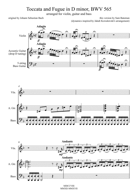 Toccata and Fugue in D minor (BWV 565) (arr. Sam Bateman)