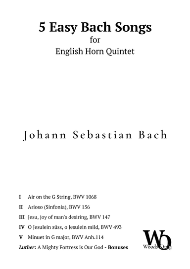 5 Famous Songs by Bach for English Horn Quintet (arr. Ander)