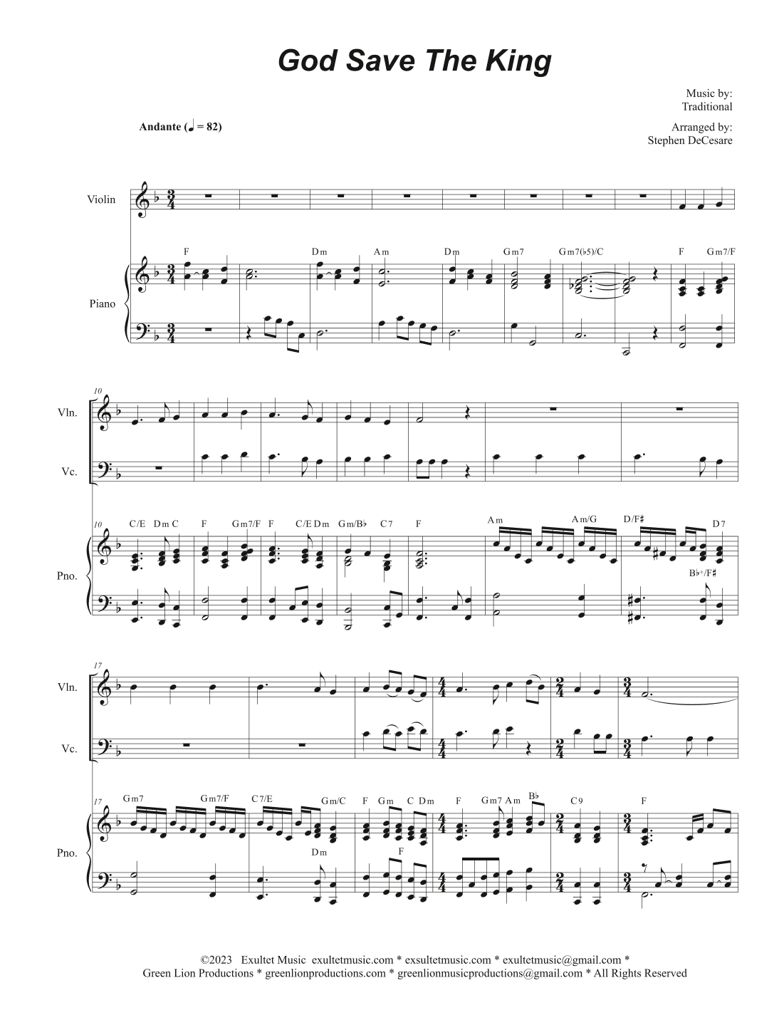 God Save The King (Duet for Violin and Cello) (arr. Stephen DeCesare)