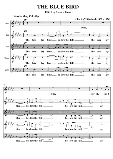 The Blue Bird A Cappella SATB +Sop Solo (arr. Edited by Andrew Emmet)