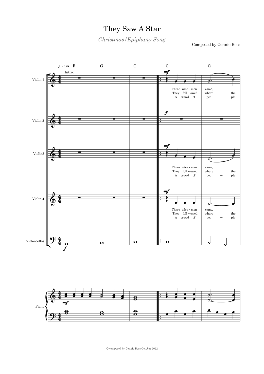 They Saw a Star - Epiphany/Christmas -Strings Quintet and piano