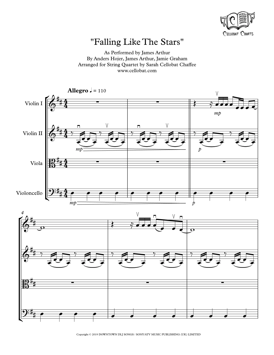 Falling Like The Stars (arr. Sarah Cellobat Chaffee)