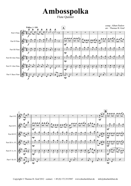 Amboss-Polka - German Polka - Oktoberfest - Flute Quintet (arr. Thomas H. Graf)