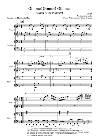 Gimme! Gimme! Gimme! (a Man After Midnight) (arr. Maria João Maia)