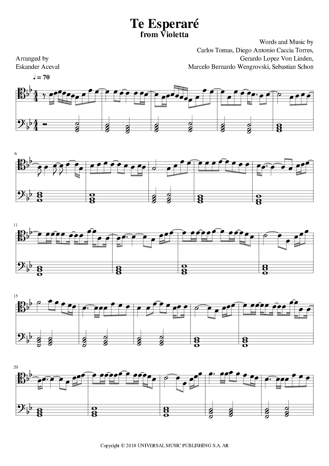 Y Te Esperare (arr. Eskander Aceval)