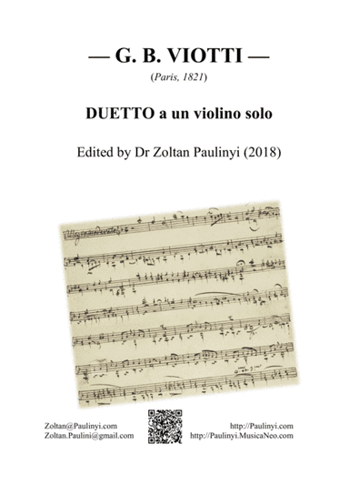 Viotti's Duetto a un violino solo (1821) (Edited by Dr Zoltan Paulinyi, 2018) (arr. Zoltan Paulinyi)