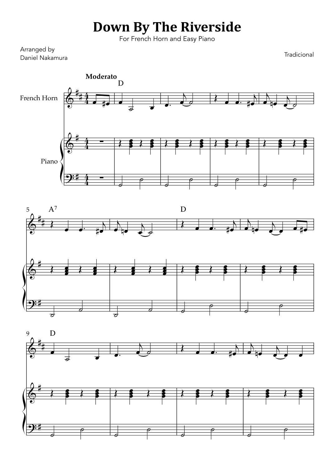 Down By The Riverside (For French Horn and Easy Piano) (arr. Daniel Nakamura)