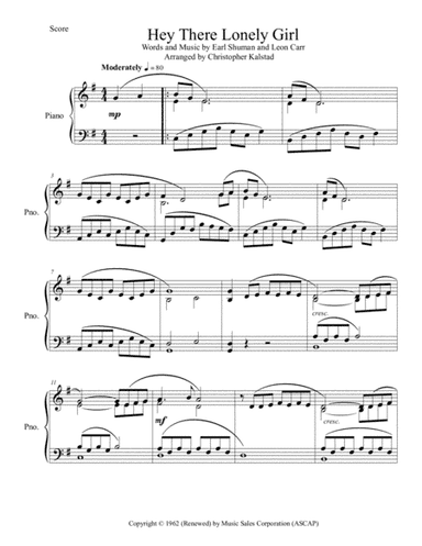 Hey There Lonely Girl (hey There Lonely Boy) (arr. Christopher Kalstad)