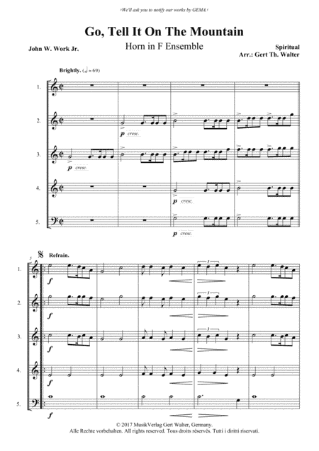Go, Tell It On The Mountain (arr. Gert Th. Walter)