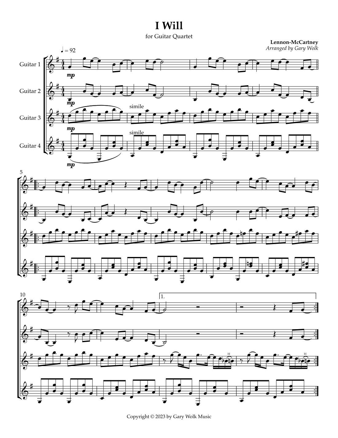 I Will (arr. Gary Wolk)