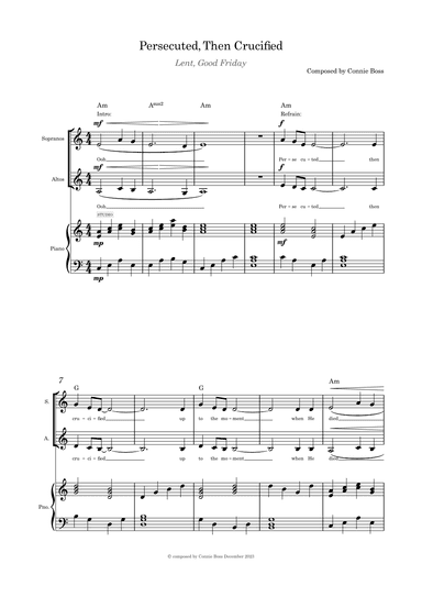 Persecuted Then Crucified duet and piano second soprano and alto low range