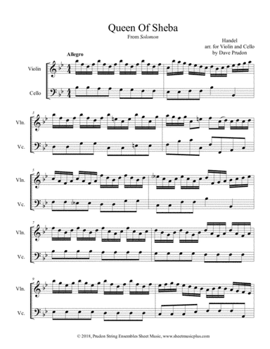 Queen Of Sheba for Violin and Cello (arr. Dave Prudon)