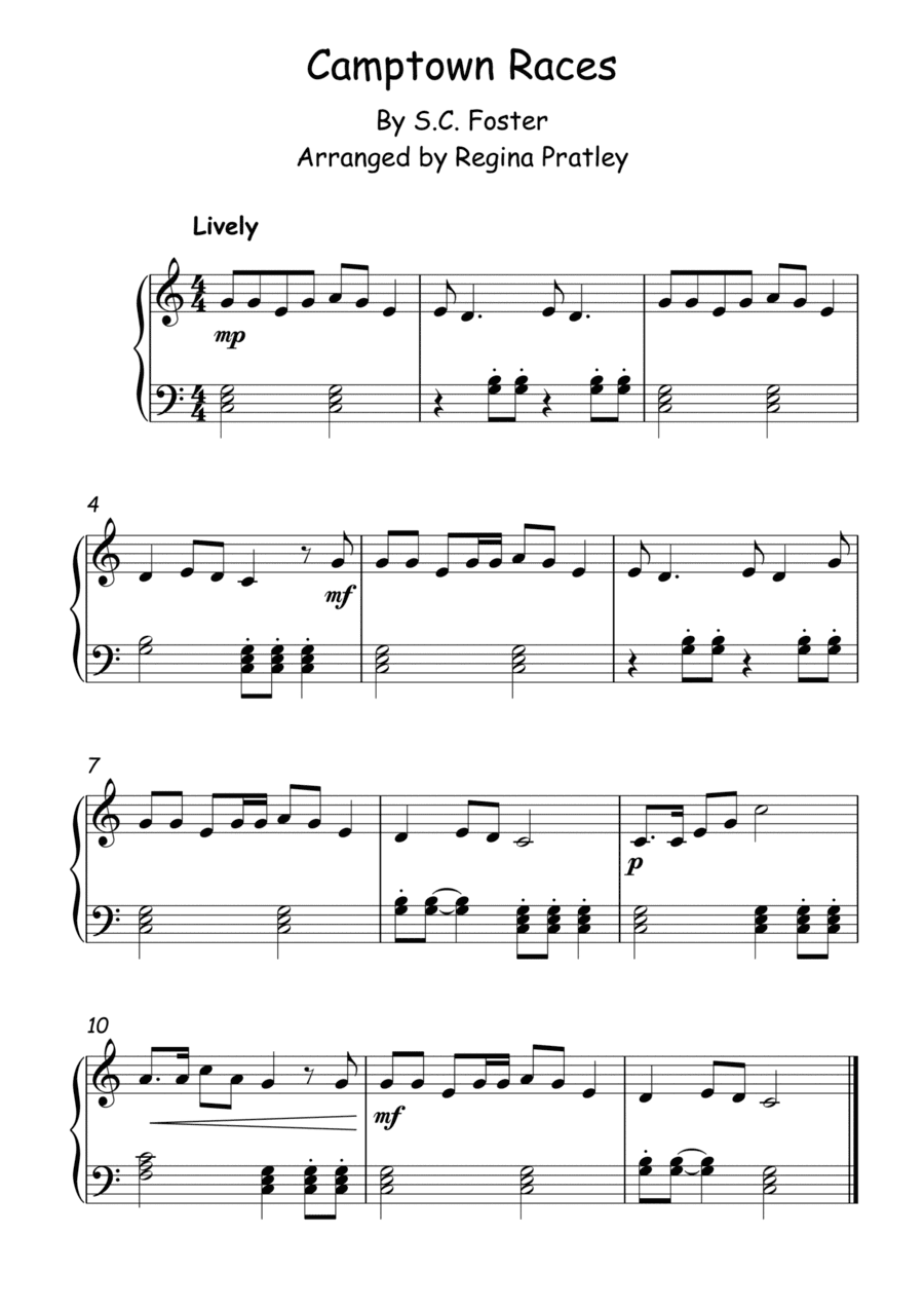 Camptown Races (easy piano version) (arr. Regina Pratley)