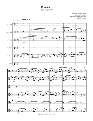 Recordare (from "Requiem") (F) (Viola Sextet) (arr. Regis Bookshar)