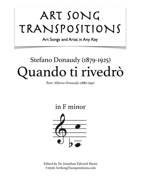 DONAUDY: Quando ti rivedrò (transposed to F minor) (arr. ArtSongTranspositions.com)