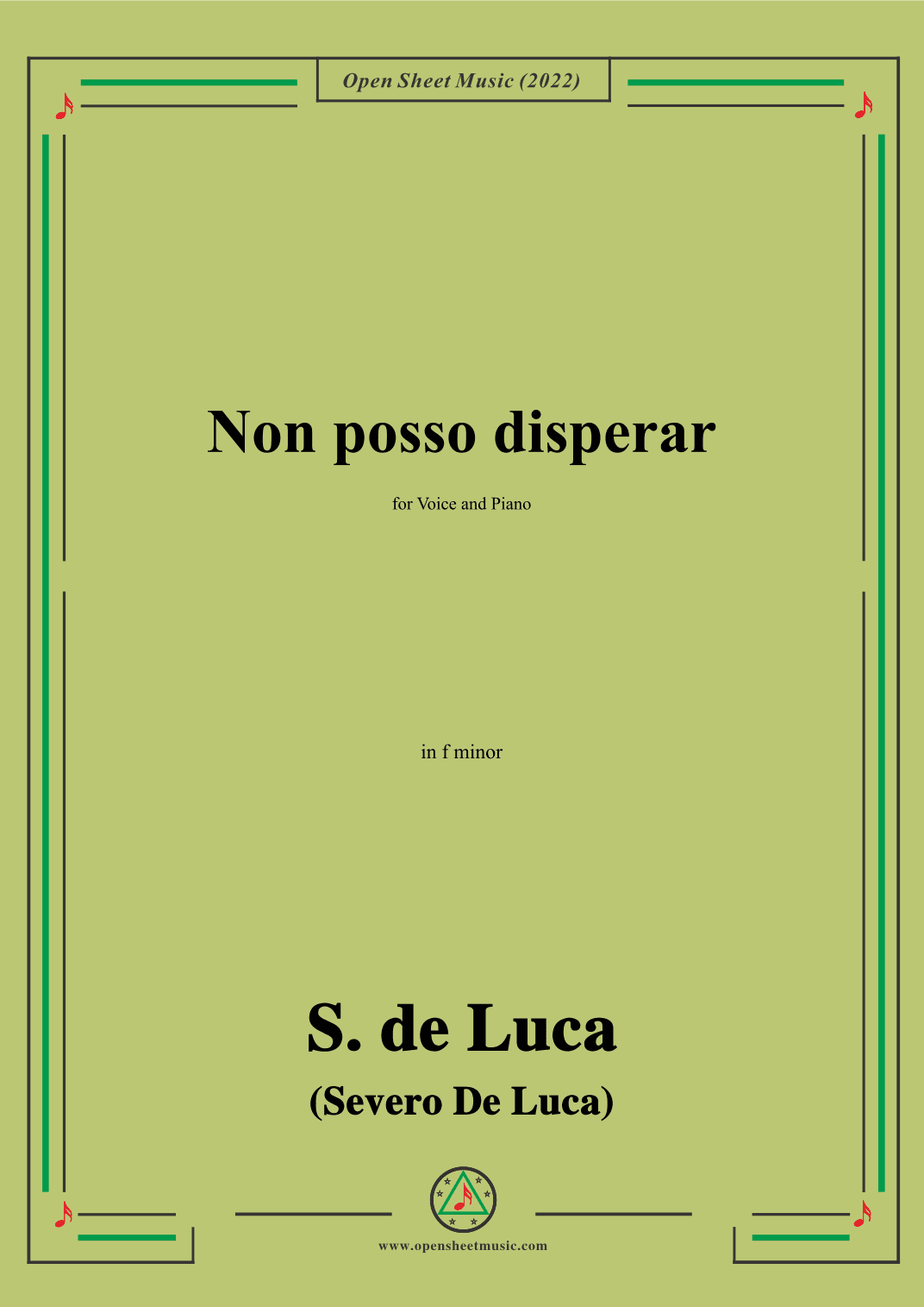 S. de Luca-Non posso disperar,in f minor (arr. OSM Press)