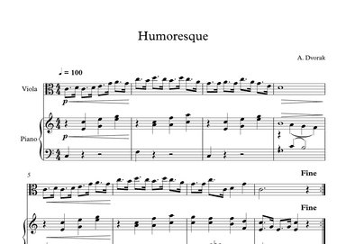 Humoresque - Antonin Dvorak (Viola + Piano) (arr. Digital Book Music)