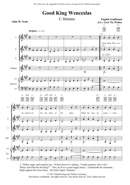 Good King Wenceslas (arr. Gert Th. Walter)