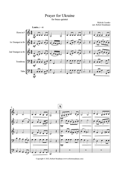 Prayer for Ukraine (brass quintet) (arr. Robert Steadman)